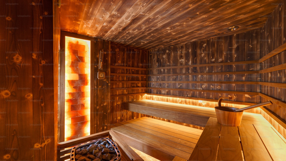 Empty wooden sauna room