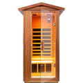 Wearwell-901VT 1 Person Outdoor Ultra-Low EMF Far Infrared Sauna in Mahogany | Strong Weather Resistance