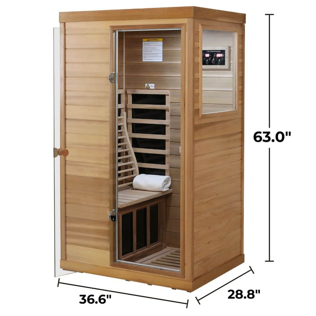Sublime-909MR 1 Person Side Door Far Infrared Sauna in Red Cedar | Limited Stock Remaining