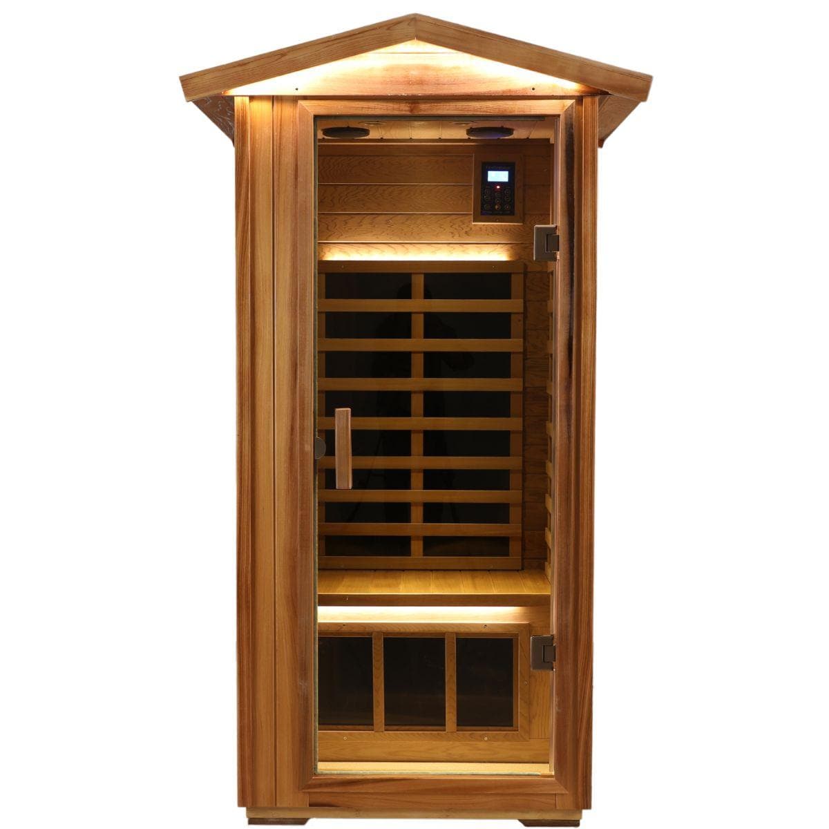 Wearwell-901VR 1 Person Outdoor Ultra-Low EMF Far Infrared Sauna in Red Cedar | Nature's Art, Noble Enjoyment