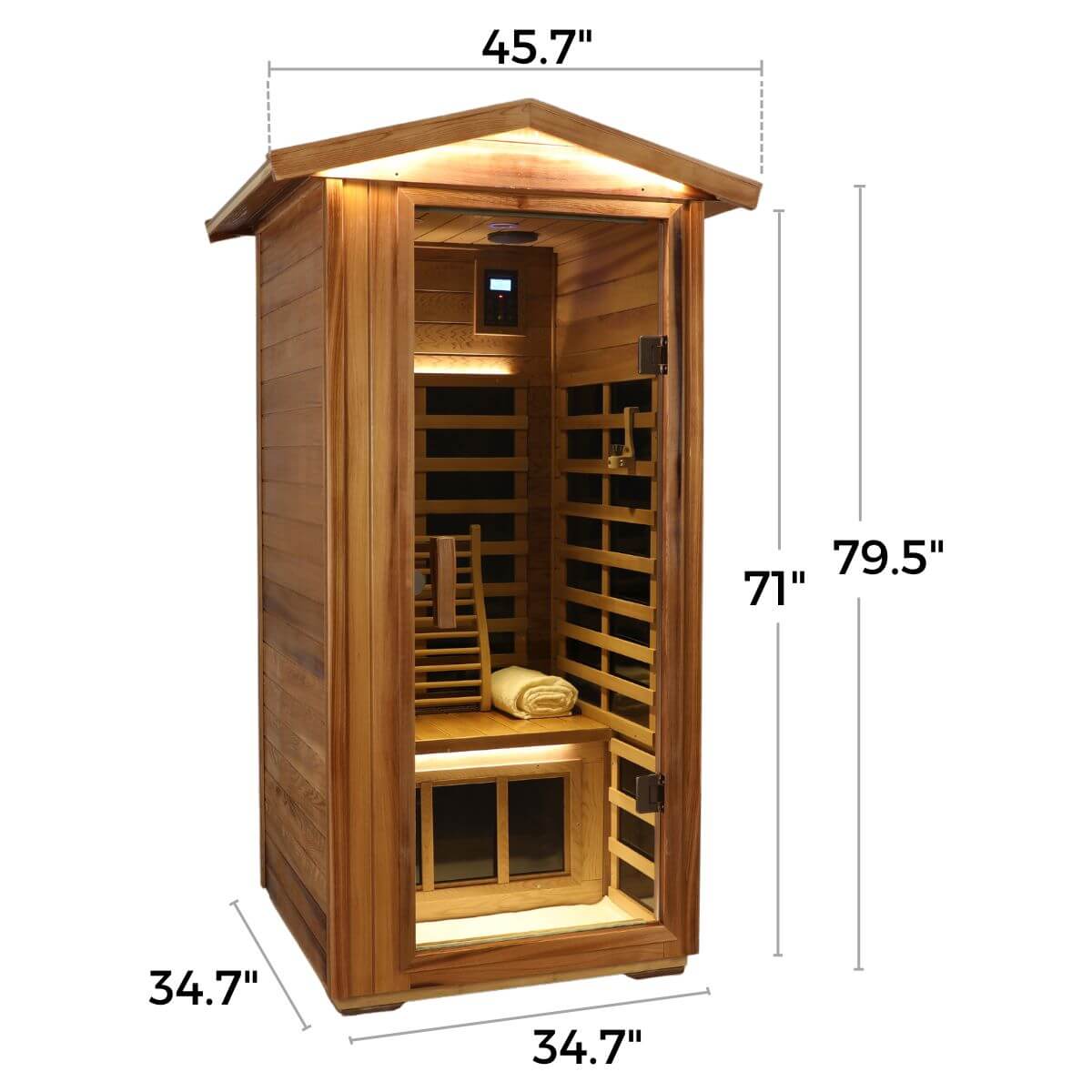 Wearwell-901VR 1 Person Outdoor Ultra-Low EMF Far Infrared Sauna in Red Cedar | Nature's Art, Noble Enjoyment