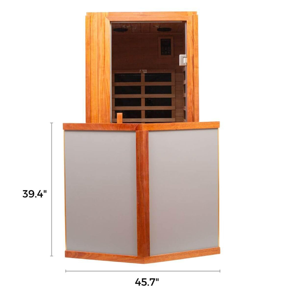 Wearwell-901VT 1 Person Outdoor Ultra-Low EMF Far Infrared Sauna in Mahogany | Strong Weather Resistance