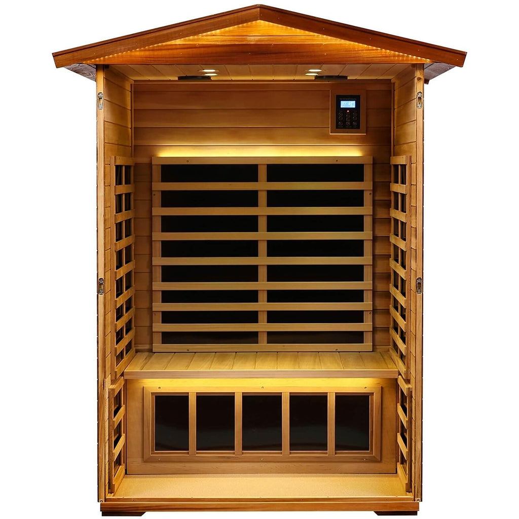 Wearwell-902VR 2 Person Outdoor Ultra-Low EMF Far Infrared Sauna in Red Cedar | Nature's Art, Noble Enjoyment | Value Sale