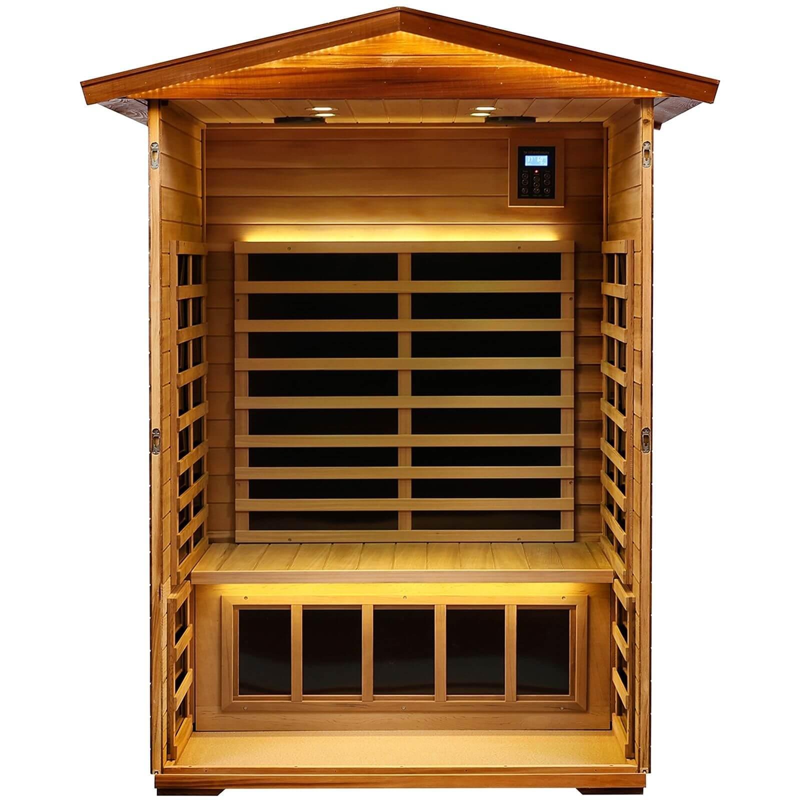 Wearwell-902VR 2 Person Outdoor Ultra-Low EMF Far Infrared Sauna in Red Cedar | Nature's Art, Noble Enjoyment | Value Sale