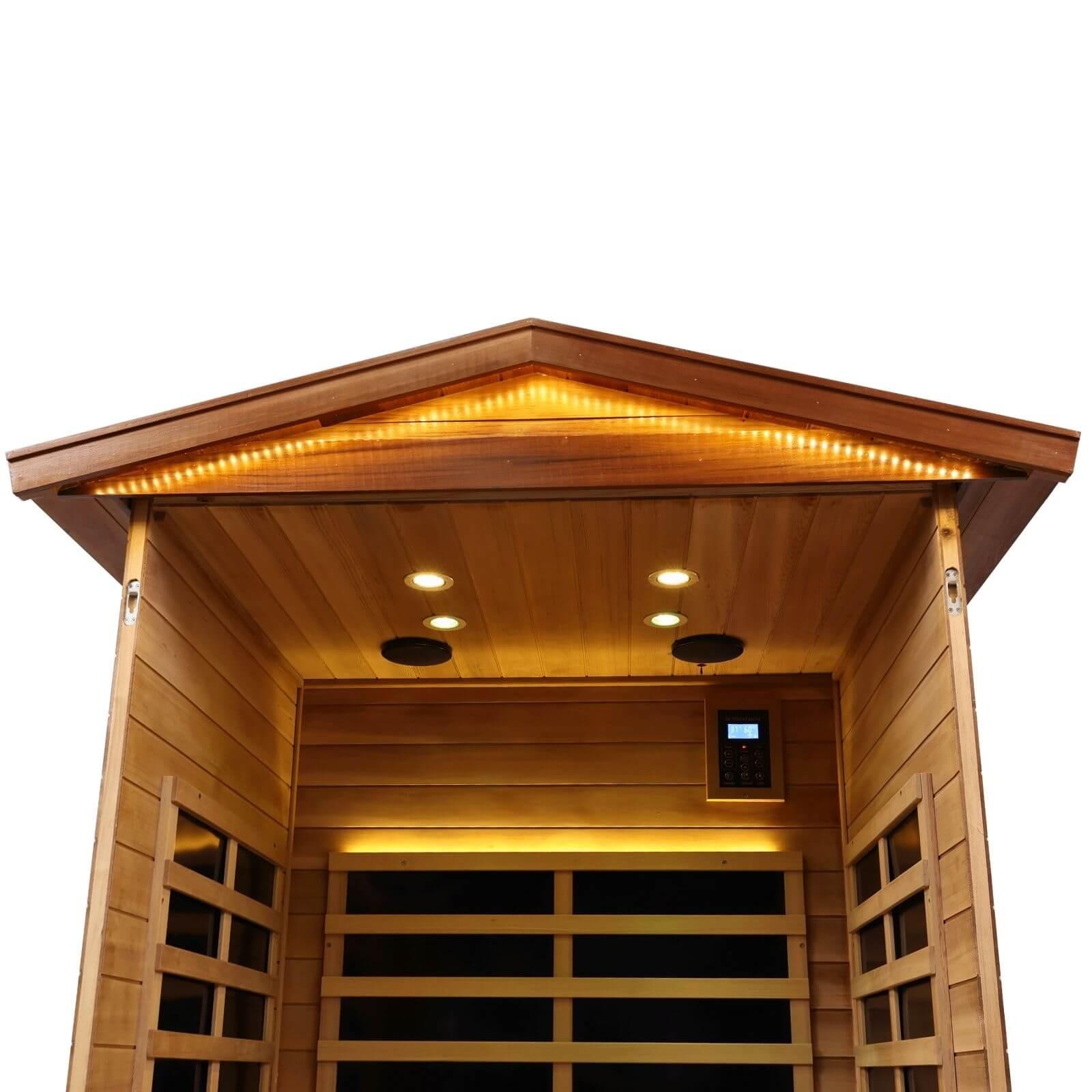 Wearwell-902VR 2 Person Outdoor Ultra-Low EMF Far Infrared Sauna in Red Cedar | Nature's Art, Noble Enjoyment | Value Sale