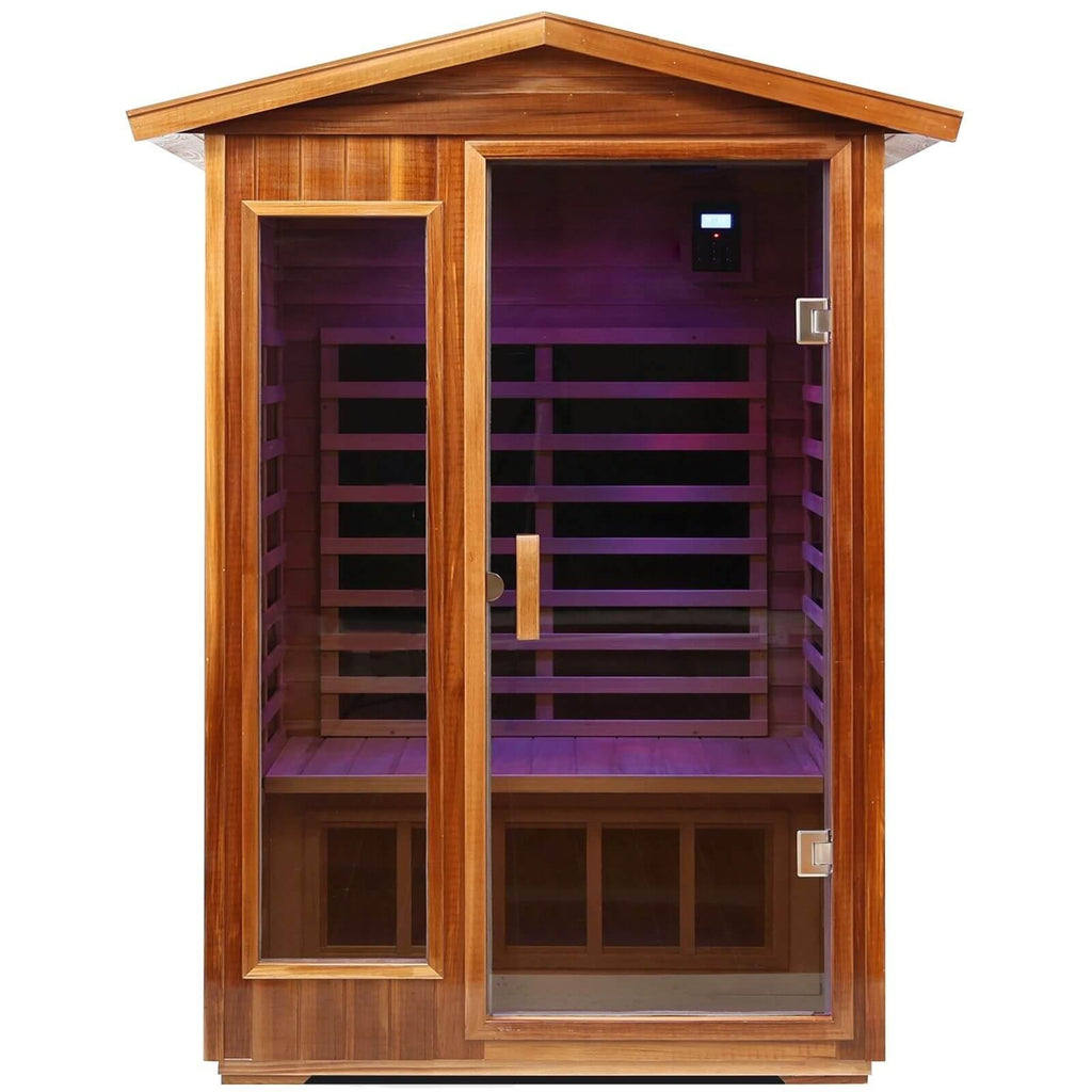 Wearwell-902VR 2 Person Outdoor Ultra-Low EMF Far Infrared Sauna in Red Cedar | Nature's Art, Noble Enjoyment | Value Sale