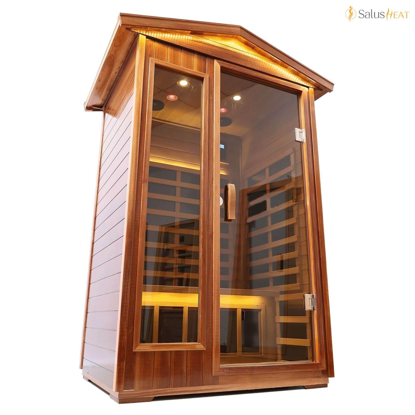 Wearwell-902VR 2 Person Outdoor Ultra-Low EMF Far Infrared Sauna in Red Cedar | Nature's Art, Noble Enjoyment | Value Sale