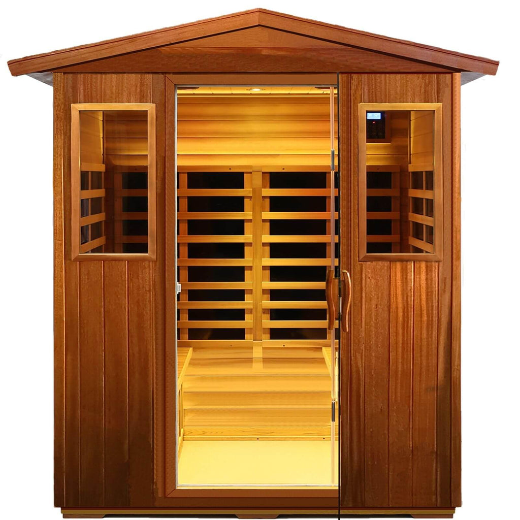 Wearwell-904VT 4 Person Outdoor Ultra-Low EMF Far Infrared Sauna in Mahogany | Value Sale